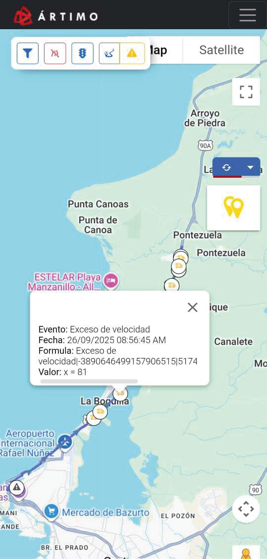 EVENTOS EN LA VÍA EN TIEMPO REAL